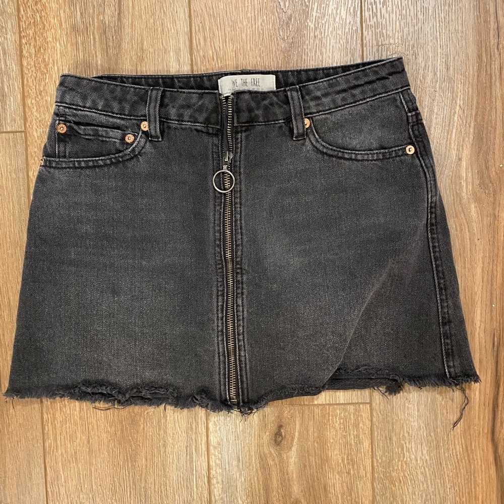 Free People zip up denim skirt